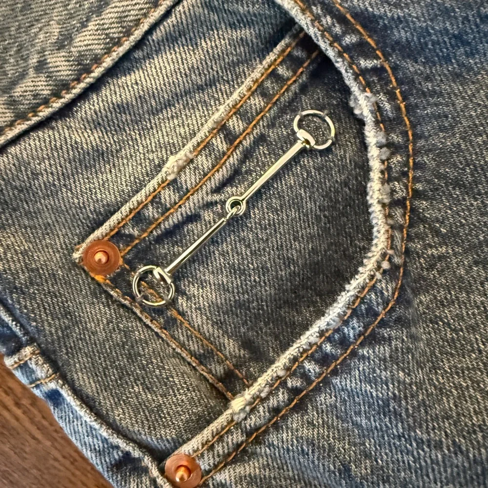 NEW Gucci Blue Straight Slim Leg Jeans Horsebit size 30 10US Denim - Picture 7 of 13